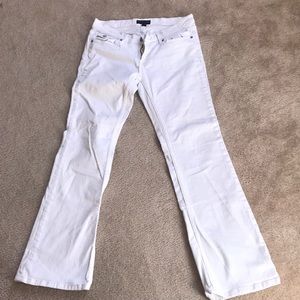 White low rise flare jeans